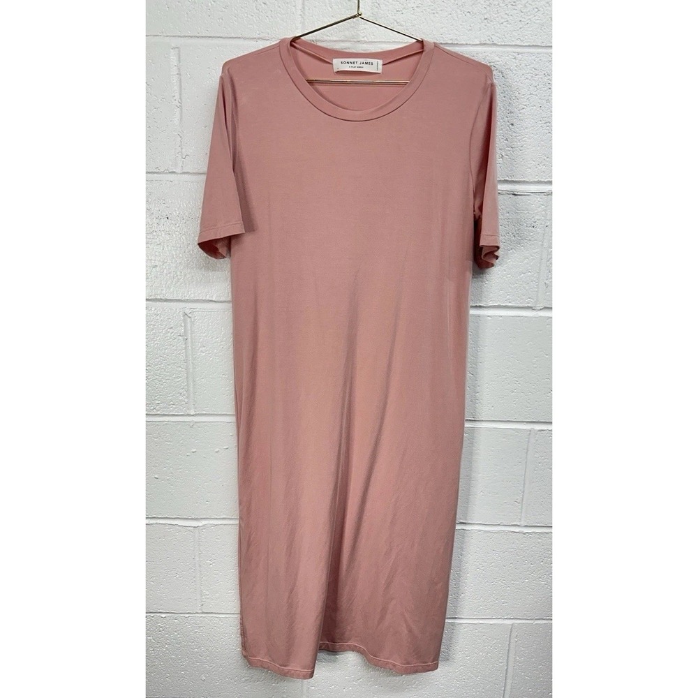 Sonnet James A PLAY DRESS Size S Pink Short Sleeve Midi Length Casual Minimalist